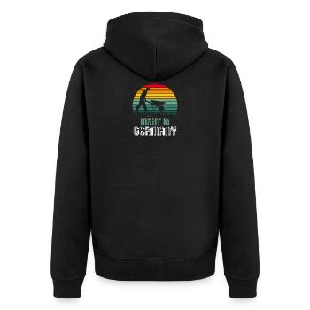 Mäht In Germany - Unisex Premium Bio Zip Hoodie - Schwarz - Hinten - Nico (187cm)