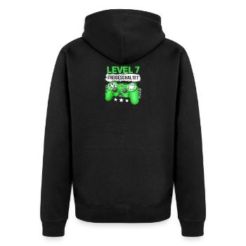 7. Geburtstag Kinder Level 7 Junge Gamer Zocker - Unisex Premium Bio Zip Hoodie - Schwarz - Hinten - Nico (187cm)