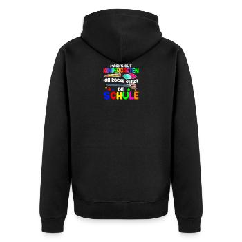 Schulkind Schüler 2021 Rocke Einschulung - Unisex Premium Bio Zip Hoodie - Schwarz - Hinten - Nico (187cm)