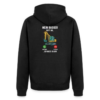 Mein bagger ruft an ich muss gehen Baggerfahrer - Unisex Premium Bio Zip Hoodie - Schwarz - Hinten - Nico (187cm)