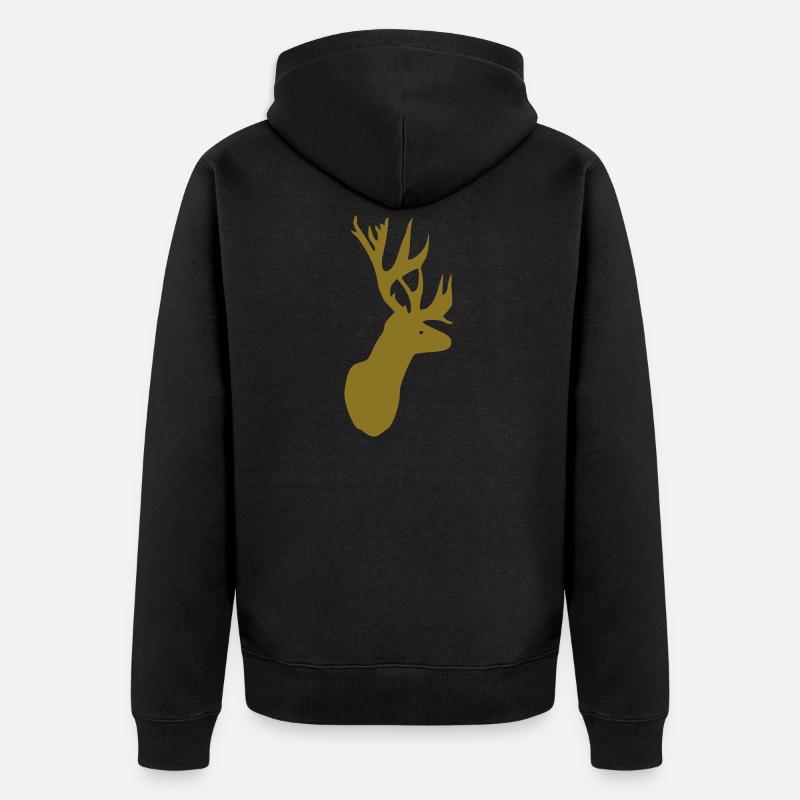 Hirsch - Geweih - Unisex Premium Bio Zip Hoodie - Schwarz