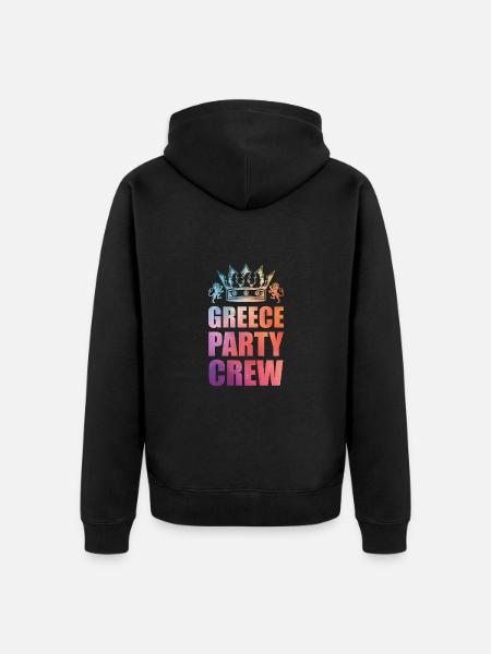 Greece Party Crew Spruch - Unisex Premium Bio Zip Hoodie - Schwarz