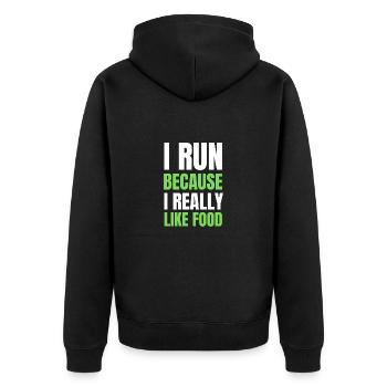 Je cours parce que j’aime beaucoup la nourriture Runner Gift - Veste à capuche bio Premium Unisexe - noir - Dos - Nico (187cm)