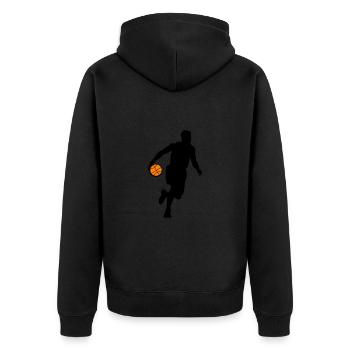 Basketballer Symbol Basketball Spieler Mann - Unisex Premium Bio Zip Hoodie - Schwarz - Hinten - Nico (187cm)