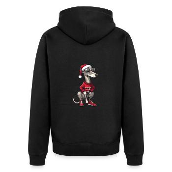 Greyhound Dog Christmas Ugly Christmas - Unisex Premium Organic Zip Hoodie - black - Back - Nico (187cm)