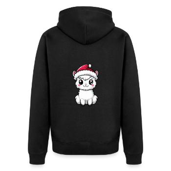 Alpaca Llama Christmas Cute - Unisex Premium Organic Zip Hoodie - black - Back - Nico (187cm)
