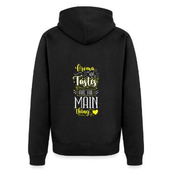 Koch Gourmet Kochmütze Gastronomie - Unisex Premium Bio Zip Hoodie - Schwarz - Hinten - Nico (187cm)