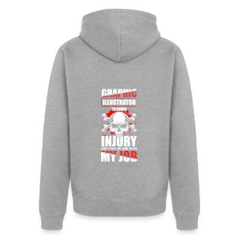 Illustrator Gestalter Zeichnen Künstlerin - Unisex Premium Bio Zip Hoodie - Grau meliert - Hinten - Nico (187cm)