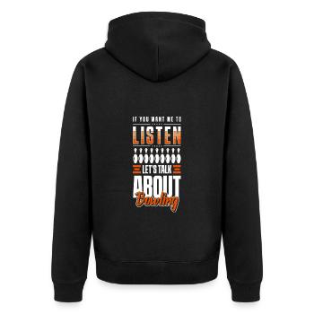 Bowling Bowlingbahn Strike - Unisex Premium Bio Zip Hoodie - Schwarz - Hinten - Nico (187cm)