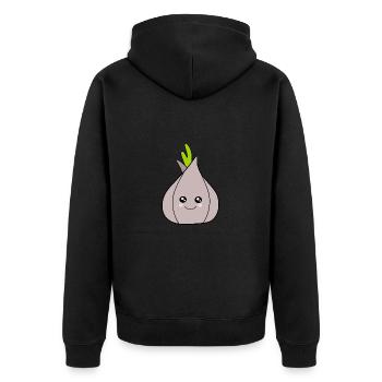 Kawaii Gemüse Zwiebel Knoblauch lustige Geschenke - Unisex Premium Bio Zip Hoodie - Schwarz - Hinten - Nico (187cm)