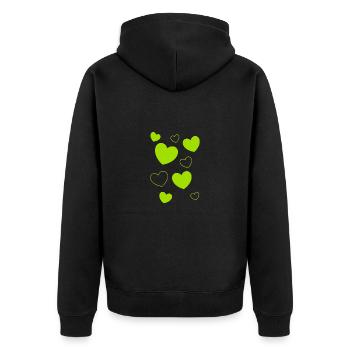 Coeur Motif Coeur Vert Motif Coeur Vert Motif Coeur Vert - Veste à capuche bio Premium Unisexe - noir - Dos - Nico (187cm)