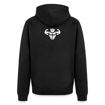 strong bulldog 02 - Unisex Premium Organic Zip Hoodie - black - Back - Nico (187cm)