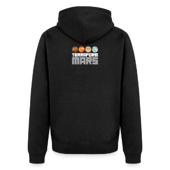 Occupy Mars Terraforming Retro Aeronautics Space - Unisex Premium Bio Zip Hoodie - Schwarz - Hinten - Nico (187cm)
