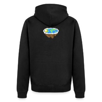 Flache-Erde-Theorie Lustige - Unisex Premium Bio Zip Hoodie - Schwarz - Hinten - Nico (187cm)