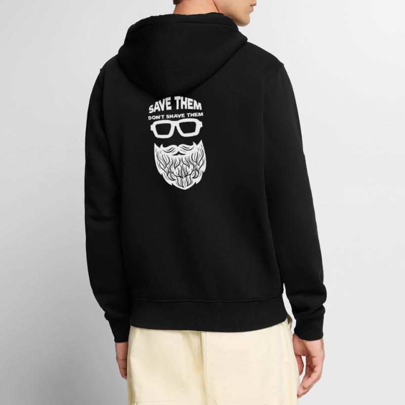 Bartfrisur Bart Rasieren Bartwuchs Statement Unisex Premium Bio Zip Hoodie