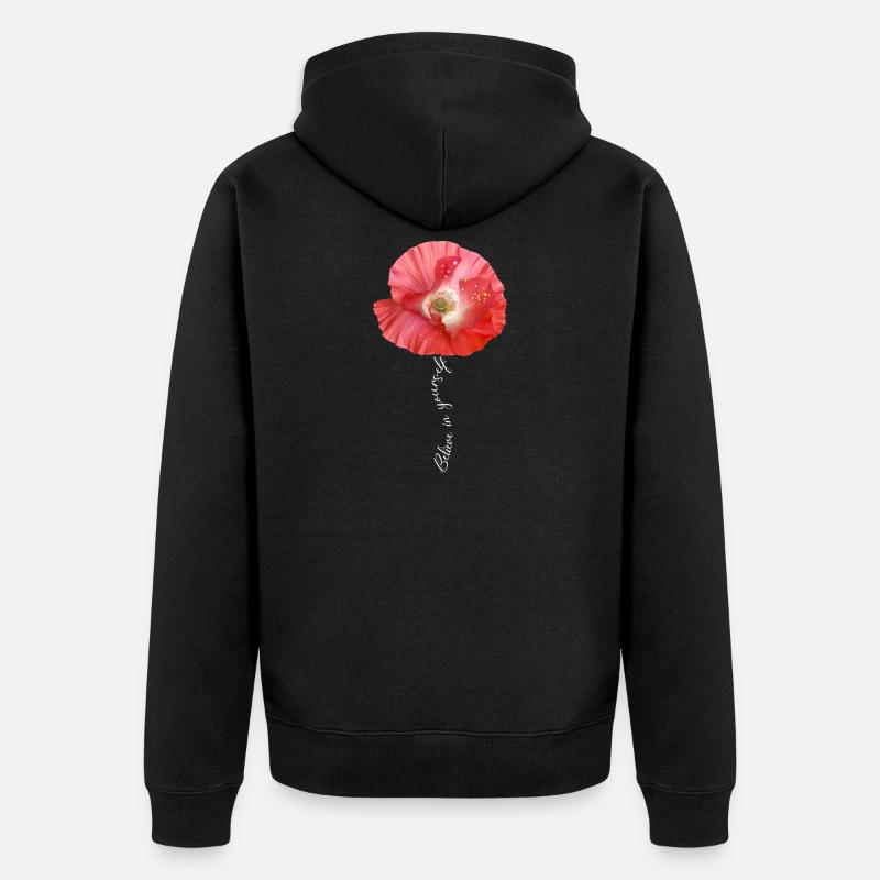 Roter Mohn Garten Blumen - Unisex Premium Bio Zip Hoodie - Schwarz