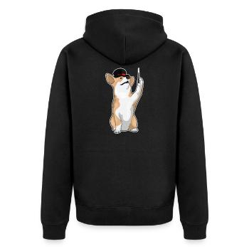 Corgi Wizard Wand - Unisex Premium Organic Zip Hoodie - black - Back - Nico (187cm)