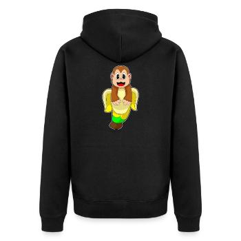Affe Banane - Unisex Premium Bio Zip Hoodie - Schwarz - Hinten - Nico (187cm)