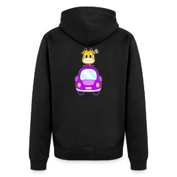 Giraffe Auto - Unisex Premium Bio Zip Hoodie - Schwarz - Hinten - Nico (187cm)