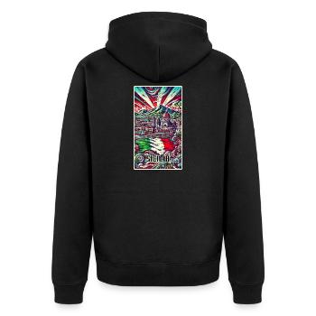 Sicile, Italie, design artistique - Veste à capuche bio Premium Unisexe - noir - Dos - Nico (187cm)