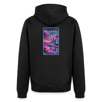 Belgrade Serbia city design - Unisex Premium Organic Zip Hoodie - black - Back - Nico (187cm)