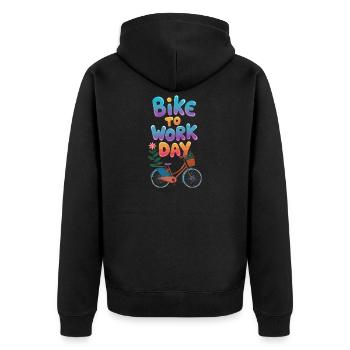 Design der Feier zum Tag des Fahrrads zur Arbeit - Unisex Premium Bio Zip Hoodie - Schwarz - Hinten - Nico (187cm)