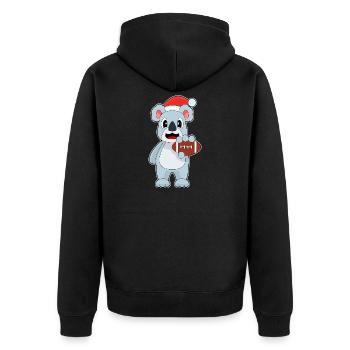 Koala Christmas American Football - Unisex Premium Organic Zip Hoodie - black - Back - Nico (187cm)
