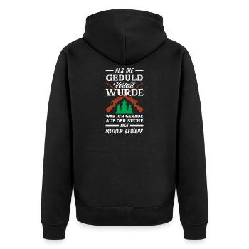 Geduld verteilt? Ich such mein Gewehr - Unisex Premium Bio Zip Hoodie - Schwarz - Hinten - Nico (187cm)