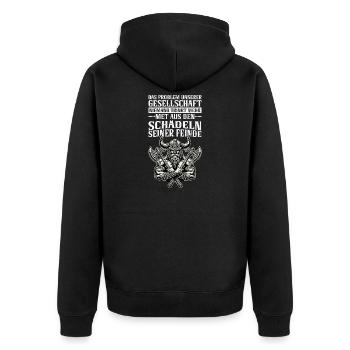Wikinger Nordische Mythologie Götter - Unisex Premium Bio Zip Hoodie - Schwarz - Hinten - Nico (187cm)