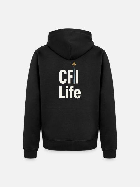 Fluglehrer Cfi Pilot Luftfahrtlehrer - Unisex Premium Bio Zip Hoodie - Schwarz
