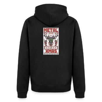 Metallischer Xmas-Hirschkopf - Unisex Premium Bio Zip Hoodie - Schwarz - Hinten - Nico (187cm)