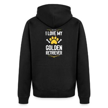 Ich liebe meinen Golden Retriever - Unisex Premium Bio Zip Hoodie - Schwarz - Hinten - Nico (187cm)