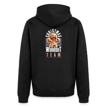 Christmas Workout Team Weihnachten Lustig - Unisex Premium Bio Zip Hoodie - Schwarz - Hinten - Nico (187cm)