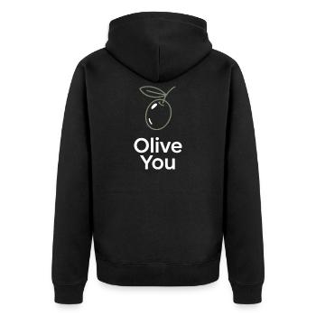 Olive You – Clean Minimal - Unisex Premium Organic Zip Hoodie - black - Back - Nico (187cm)