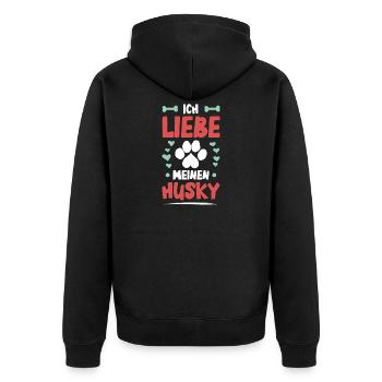 I love my husky - Unisex Premium Organic Zip Hoodie - black - Back - Nico (187cm)