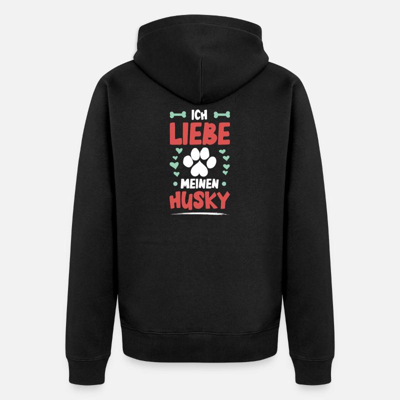 J’adore mon husky - Veste à capuche bio Premium Unisexe - noir