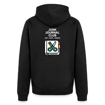 Junk Journal Club Cut Glue Create - Unisex Premium Bio Zip Hoodie - Schwarz - Hinten - Nico (187cm)