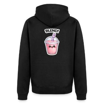 Kawaii Smoothie Mug BLEND - Unisex Premium Organic Zip Hoodie - black - Back - Nico (187cm)