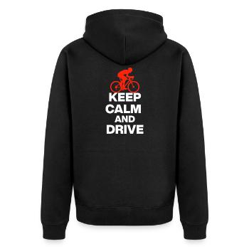 KEEP CALM AND RIDE! RENNRAD UND CYCLING GESCHENK w - Unisex Premium Bio Zip Hoodie - Schwarz - Hinten - Nico (187cm)