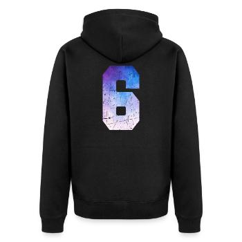 Issue 6 – 6th Anniversary Gift - Unisex Premium Organic Zip Hoodie - black - Back - Nico (187cm)