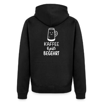 Kaffee heiß Begehrt Becher - Unisex Premium Bio Zip Hoodie - Schwarz - Hinten - Nico (187cm)