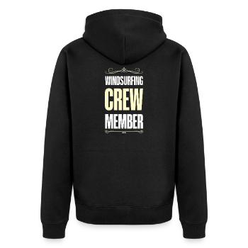 Windsurfing Crew - Unisex Premium Bio Zip Hoodie - Schwarz - Hinten - Nico (187cm)