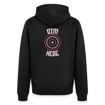 Dart Dartboard Dartpfeil - Unisex Premium Bio Zip Hoodie - Schwarz - Hinten - Nico (187cm)