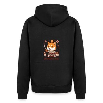 Chibi Shiba Inu Samurai - Unisex Premium Organic Zip Hoodie - black - Back - Nico (187cm)