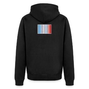 Europa Warming Stripes - Unisex Premium Bio Zip Hoodie - Schwarz - Hinten - Nico (187cm)