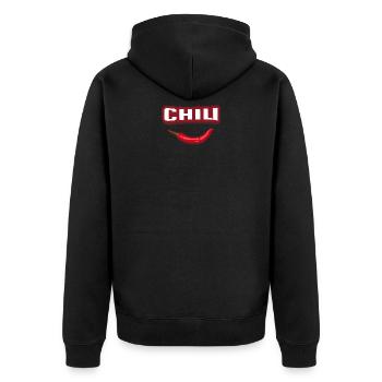 chili lovers like it spicy - Unisex Premium Organic Zip Hoodie - black - Back - Nico (187cm)