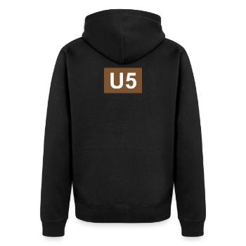 Berlin U-Bahn U5 - Unisex Premium Bio Zip Hoodie - Schwarz - Hinten - Nico (187cm)