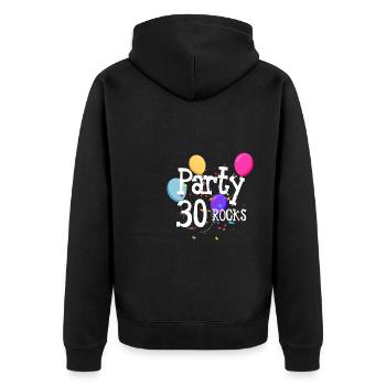 Party 30 Rocks Geschenk 30. Geburtstag Shirt - Unisex Premium Bio Zip Hoodie - Schwarz - Hinten - Nico (187cm)