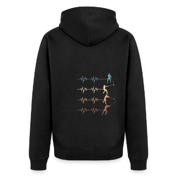 Herzschlag Herzlinie Herzfrequenz Hammer Wurf - Unisex Premium Bio Zip Hoodie - Schwarz - Hinten - Nico (187cm)