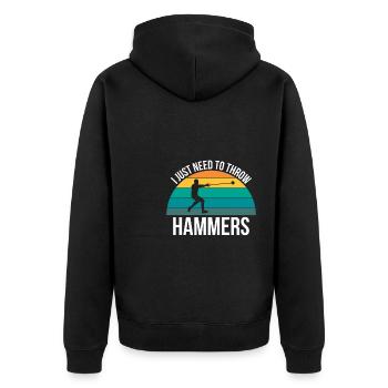 I Just Need Throw Hammers Shirt Hammer Wurf - Unisex Premium Organic Zip Hoodie - black - Back - Nico (187cm)